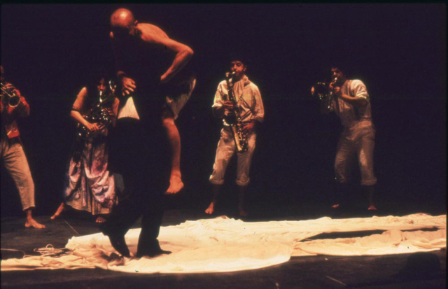 Bataille. Jobar (Jean-Marc Dupré), Baudelaire (Th.Mettetal), les musiciens E.Genvrin, R.Pothin, P.-L.Rivière, J.-L.Trulès, G. Decosses