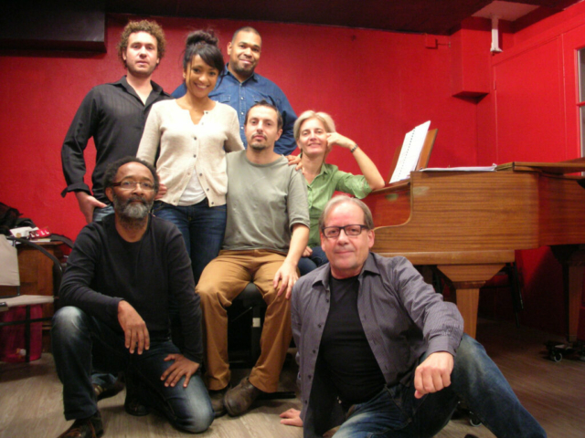 A Paris, octobre 2013, premières répétitions, J-L. Trulès, P-Y. Binard, M. Léger, J-L. Pagesy, J-F. Novelli, Sophia.Vaillant (pianiste), E. Genvrin
