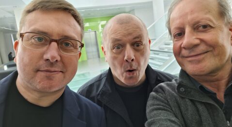 Avec les organisateurs du forum de Lodz les professeurs Sebastian Zacharow et Tomasz Kaczmarek