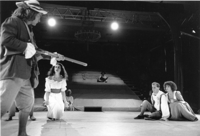 En répétition. Alexis (J.P.Boucher), Justine (S.Cadet), Séraphin (P.-L.Rivière), Arlette (R.Pothin) – Photo B.Antoir