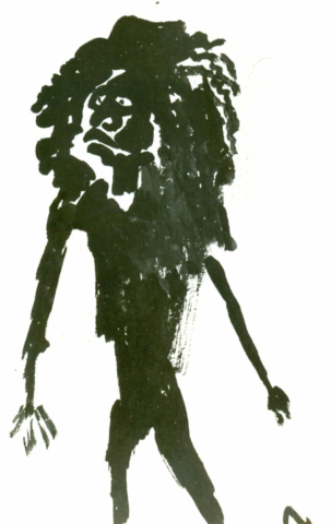 E.Genvrin, dessin du masque de Caliban – Photo E.Genvrin