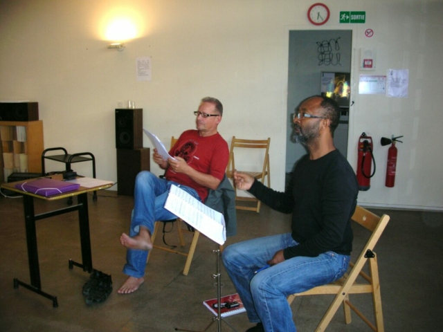 Avec E.Genvrin, Trulès répetition de Chin à Paris en août 2009