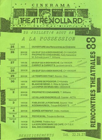 Programme des Rencontes théâtrales (1988)